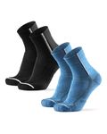 DANISH ENDURANCE Merino Wool Cycling Socks, Warm Bike Socks, Men & Women, 2 Pack, Multicolor (1x Black, 1x Blue), Medium