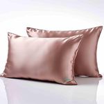 COOLBEDS Satin Silk Pillow Covers For Hair And Skin |Satin Solid Pillow Covers For Hair And Skin 2Pack |Silk Scrunchies For Women 3Pack|Silk Pillow Case (Rose Taupe), 400 Tc,2 Pieces