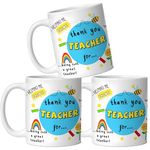 DAYS Thank You Teacher Mug, Best Teacher Gift for Mentor Gift for School Teacher by Students Ceramic 325ml Coffee MugTeacher Appreciation Mug, 11 oz, Ceramic, Gift for Educators Pack of 3