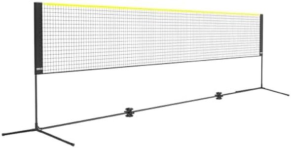 VEVOR Badminton Net, Height Adjustable Volleyball Net, 17ft Wide Foldable Pickleball Net, Portable Easy Setup Tennis Net Set with Poles, Stand and Carry Bag, for Kids Backyard Game Indoor Outdoor Use