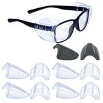 5 Pairs Safety Glasses Side Shields,Slip on Clear Side Shields,Fits Small to Medium Eyeglasses Frames(4 Pairs Clear and 1 Pair Transparent Black)