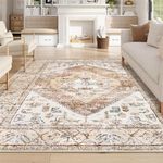 Lahome 9x12 Area Rugs for Living Room - Boho Non-Slip Washable Rug Ultra-Thin Large Rug Lightweight Throw Foldable Dining Room Rugs，Farmhouse Neutral Print Rug for Bedroom Guest Room (Taupe, 9'x12')