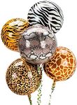 Party Propz Animal Print Balloons-5Pcs Jungle Theme Birthday Balloons Foil | Jungle Theme Birthday Decoration | Animal Theme Birthday Party Decorations | Animal Skin Printed Balloons For Kids Birthday