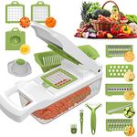 Blaze AU Vegetable Chopper - 15 in 1 Multi-Purpose Mandoline Slicer - Vegetable Slicer - Fruit Cutter with 7 Adjustable Blades & Vegetable Peeler