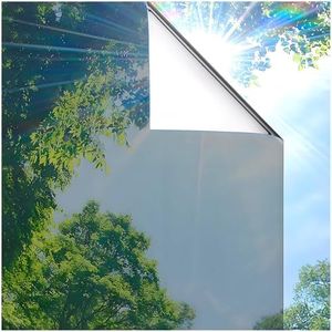 Coavas One Way Privacy Window Film, Sun Blocking Reflective Window Film See Out Not in, Heat Control Window Tint for Home, Anti UV Static Cling for Windows Office Door (Silver-silver, 35.4 x 118 Inch)