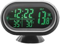 Shkalacar Car Clock Thermometer Voltmeter 3 in 1, Car Digital Monitor LCD Temperature & Vlotage Meter Detecting Gauge 12V for Car Truck SUV RV