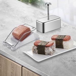 Spam Musubi Mold Kit - Stainless Steel Onigiri Maker with Spam Slicer - Perfect for Hawaiian Grip Sushi