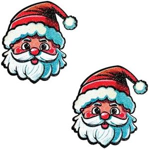 Neva Nude Freaking Awesome Sexy Saint Nick Santa Glitter Nipztix Pasties Nipple Covers for Festivals, Raves, Parties, Lingerie and More, Medical Grade Adhesive, Waterproof and Sweatproof, Made in USA