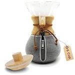 HEXNUB – 6 Cup Cozy and Lid for Chemex Collar and Handle Pour Over Glass Coffeemaker Carafes – Insulated Sleeve Keeps Coffee Warmer or Colder