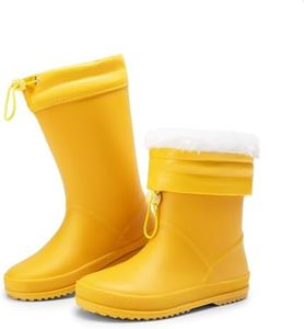 DREAM PAIRS Kids Rain Boots Boys Girls Lightweight Boots Waterproof Easy-on Outdoor Playing Rain Boot Unisex-Child,Size 12 Little Kid,All Yellow,SDRB2401K