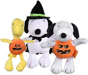 Peanuts for Pets 6 Inch 3 Pack Halloween Dog Toys | Snoopy and Woodstock Pumpkin and Snoopy Witch Figure Dog Toys | Plush Squeaky Dog Chew Toys Officially Licensed by Peanuts
