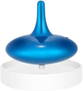 Hautech Kinetic Electric Spinning Top with Glass Base – 6+ Hour Infinite Spin | LED Light Show Desktop Sculpture for Focus, Calm & Creativity – Futuristic Desk Gadget Gift (Royal Blue)