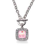 Inspired Silver - Silver Square Charm 18 Inch Necklace with Cubic Zirconia Jewelry, Metal Gemstone, Cubic Zirconia