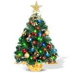 AGIRL Tabletop Christmas Tree 22 Inch Mini Artificial Christmas Tree with 30 LED String Lights, Star Tree, Tabletop Small Xmas Tree for Holiday Indoor DIY Christmas Decor