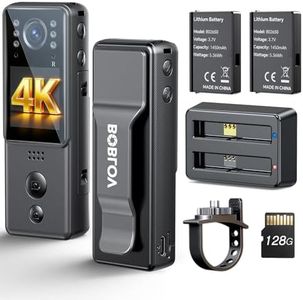 BOBLOV 4K Mini Body Camera with Video and Audio128G, 2X 1400mAh Batteries& Charging Dock, A29 Body Wearable Camera with Night Vision & Bike Mount for Security, Vlogging, Pet, Cycling, Daily Recording