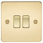 Knightsbridge FP3000PB FPAV3000PB Flat Plate 10A 2G 2 Way Switch-Polished Brass