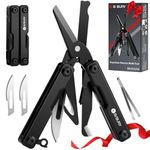 BIBURY Multitools, Keychain EDC Mini Pocket Tool, Foldable Scissors with Window Breaker, Multi Tool for Emergency and Daily Use, EDC Gadgets Stocking Fillers Birthday Gifts for Men Dad Women -Black