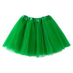 Jastore Girls Tutu Skirt 4 Layers Tulle Tutus for Girls Fluffy Ballet Dress Up for Toddler Kids Children, Satin Green, 2-8 Years