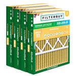 Filterbuy 20x25x5 Air Filter MERV 11 Allergen Defense (4-Pack), Pleated HVAC AC Furnace Air Filters for Honeywell FC100A1037, Lennox X6673, Carrier, and More (Actual Size: 19.88 x 24.75 x 4.38 Inches)