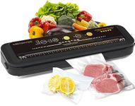 2023 Model B Megawise Powerful & Compact Vacuum Sealer Machine One-Touch Automatic Food Sealer 4 Food Types (Cold Wet Moist Dry) & 3 Bag types (Thick Medium Thin）OMNI MACHINE (Black)