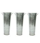 Hosley Set of 3 Galvanized Planters French Buckets with Handles 15 Inch High. Ideal for DIY Craft and Floral Projects Party Favors Festivities Wedding W1