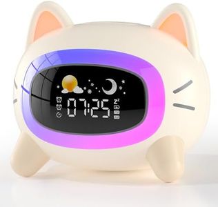 ANALOI Kids Alarm Clock Ok to Wake Alarm Clock for Kids, Toddlers Night Light Clock for Bedroom, Cat Alarm Clock with Sleep Training and Sound Machine, Birthday Gift for Boy Girls Children