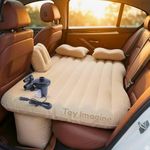 Toy Imagine Car Air Mattress with Pillows & Pump Inflatable Back Seat Bed for Travel, Camping, Long Drives & Family Trips Universal Car Sleeping Bed (Beige)