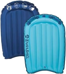 Premium Inflatable Bodyboard for Adults (50-220 lbs) Heavy Duty Nylon Surf Body Board for Beach and Pool Lightweight Wave Rider for Ocean and Water Sports Durable Floating Surfboard (Blue)