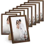 HAUS AND HUES 6x8 Walnut Oak Wooden Picture Frame - Set of 9 6x8 Poster Frame - Premium Oak, Vertical Hang, Shatterproof Plexiglass - Ideal for Home, Room, Office (6x8-inch, Walnut, Set of 9)