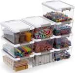 Citylife 10 Pack Storage Boxes with Lids Plastic Small Clear Stackable Box for Shelves Toys, 1.25L