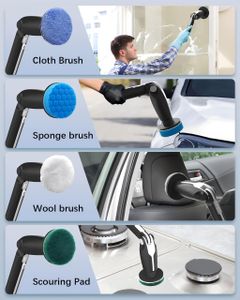Leebein Electric Spin Scrubber – Long Handle, 8 Brush Heads, Remote Control