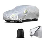 Waterproof All Weather SUV Car Cover Universal Fit SUV Length 191-200 inch, 6 Layers Outdoor Full Exterior Cover with Door Zipper&Cotton&Windproof Belt for Sun UV Snow Rain Dust Hail Protection