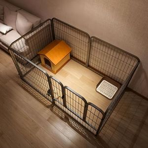 Metal Dog Playpen,6-Panel 24" Pet Playpen with Door,with Door Anti-Rust Exercise Fence,Indoor/Outdoor Dog Pen for Small and Medium Dogs Play,Foldable (Black)