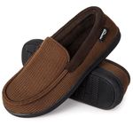 Men's Comfort Memory Foam Moccasin Slippers Breathable Cotton Knit Terry Cloth House Shoes (9 D(M) US, Coffee)