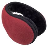 Azyuan Unisex Classic Fleece Foldable Earmuffs Winter Accessory Outdoor EarMuffs (Wine Red)