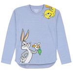 Kidsville Looney Tunes Printed Regular Fit Blue Cotton Girl's T-Shirt