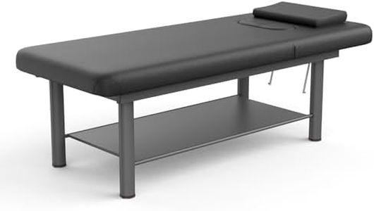 pouseayar Heavy Duty Professional Stationary Massage Bed Wide Stationary Massage Table with Backrest for Treatment Table Physical Therapy Spa Facial Bed, Metal Frame PU Leather, Black