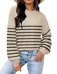 Zeagoo Women's Loose Striped Sweatshirt Oversized Pullover Tops Long Sleeve Sweaters Casual Fit Pullover Sweatshirt Fall Y2K Clothes X-Large