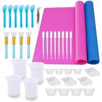 Epoxy Resin Mixing Tools Kit 36Pcs, Reusable Soft Silicone Resin Tools Supplies, Includes A3 Silicone Mats, Measuring Cups, Dropper Pipettes, Stir Sticks, Brushes, Resin Casting DIY Jewelry Making