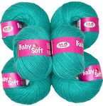 KNIT KING 100% Acrylic Wool Light Teal (10 pc) Baby Soft 4 ply Wool Ball Hand Knitting Wool/Art Craft Soft Fingering Crochet Hook Yarn, Needle Knitting Yarn Thread Dye O Z A BB