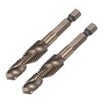 sourcing map Combination Drill and Tap Bit, 1/4" Hex Shank M10 x 1.5 Metric Titanium Coated High Speed Steel 6542 Spiral Flute Drilling Tapping Tool 2pcs