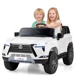 Costzon 24V Ride on Car for Big Kids, 2 Seater, 4WD 4x100W Motors Licensed Lexus GX550 Electric Vehicle with Remote, Music, Horn, Kids Car Toy for Boys Girls Aged 3+ (White,2 Seater)