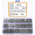 Split Lock Washers, 900pcs Stainless Steel Spring Lock Washers, Split Ring Washers Elastic Gaskets for Bolts Screws, 2#, 1/8", 5/32", 3/16", 1/4", 5/16", 3/8", 1/2"