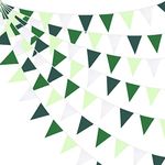 32Ft Ombre Sage Green Party Decoration Gradient Green Pennant Banner Flag Triangle Fabric Banner Bunting Garland Streamers for Birthday Wedding Baby Shower Arbor Day Summer Dinosaur Golf Outdoor Party