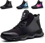 YISIQ Safety Boots Men Women Steel Toe Cap Trainers Safety Work Shoes Lightweight Work Boots Industrial Protective Shoes, Black, UK 7=EU 41