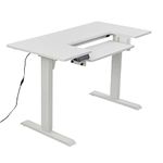 Sewing Online Electric Height Adjustable-Sewing/Craft Table White with White Legs, Side Extension and Adjustable Height Sewing Machine Platform - WC1015