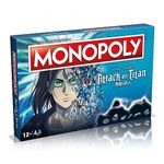 Winning Moves Attack on Titan The Final Season Monopoly Board Game, buy Eren Jaeger, Colossal Titan, Gabi Braun, Yelena and trade your way to success, makes a great gift for ages 12 plus