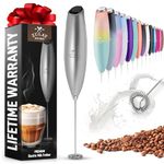 Zulay Powerful Milk Frother for Coffee with Upgraded Titanium Motor - Handheld Frother Electric Whisk, Milk Foamer, Mini Mixer and Coffee Blender Frother for Latte, Matcha, No Stand - Silver/Black