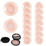 8 Pairs Silicone Nipple Covers Invisible, Women's Breast Petals, Nipple Covers Reusable, Adhesive Nipple Pasties With 2PCS Travel Case, Breathable&Soft Nipple Covers for Women Party Dress Nude Color