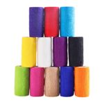 12 Rolls Self-Adhesive Bandage Wrapped In Color, 10cm x 4.5M Elastic Self-Adhesive Bandage,First Aid Sports Wrap Adhesive Bandage, Elastic Self Adhesive Bandage (Multicolour)